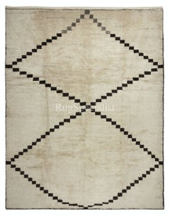 Tapis marocain Tulu 10,7x14 Ft. 100 % laine naturelle. Tapis Beni Ourain noué à la main
