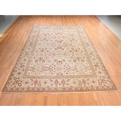 10'7"x14' Ivory Antique Agra 100% Wool Hand Knotted All Over Design Oriental Rug
