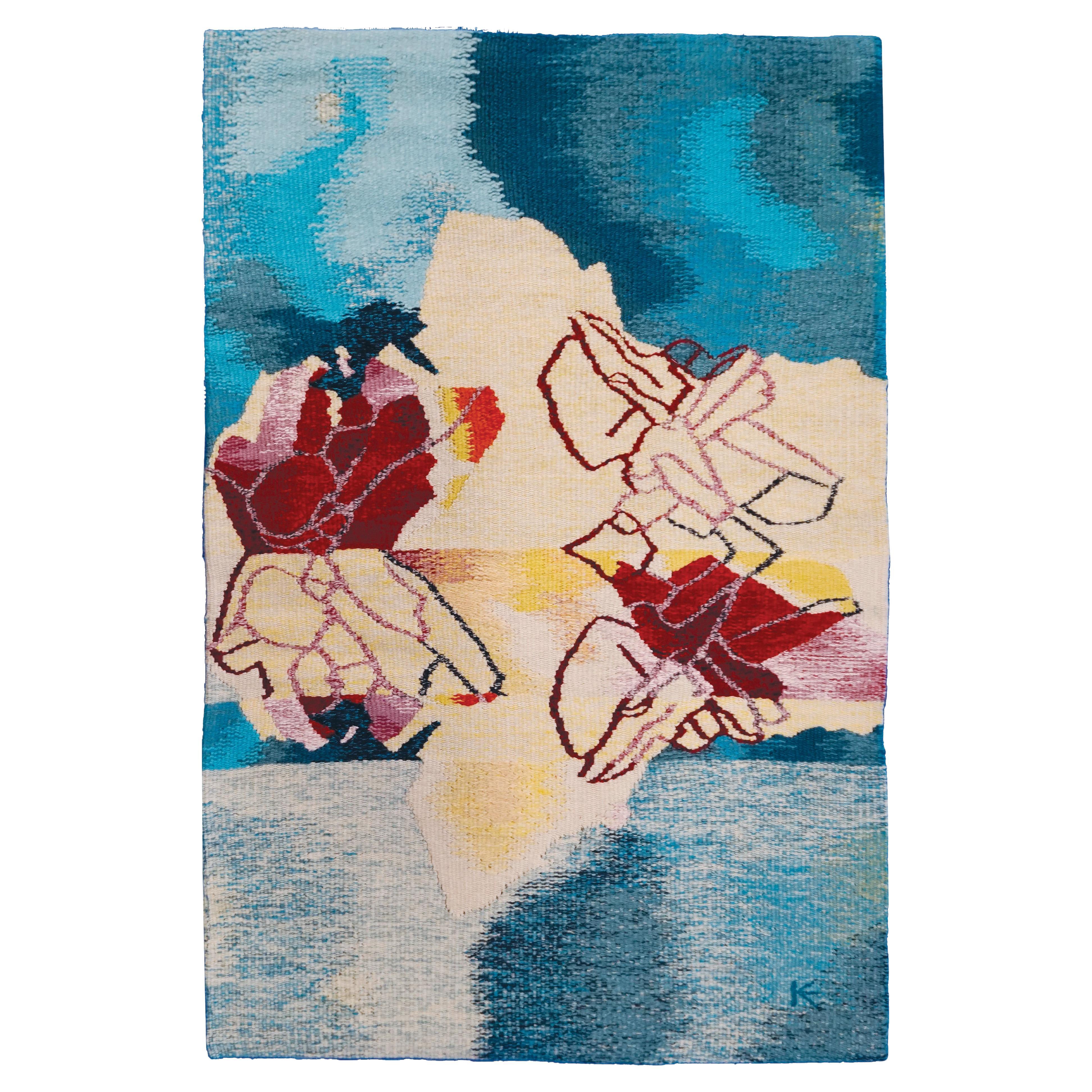 107x70 cm Reflexion gewebter Wandteppich Riesige Textilkunst der Künstlerin Eszter Kneisz