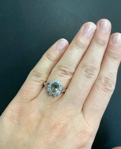 1.08 Carat Natural Alexandrite and Diamond Ring