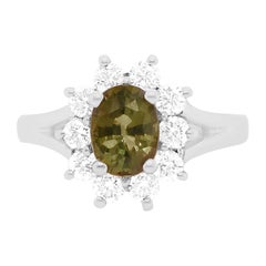 1.08 Carat Natural Alexandrite and Diamond Ring