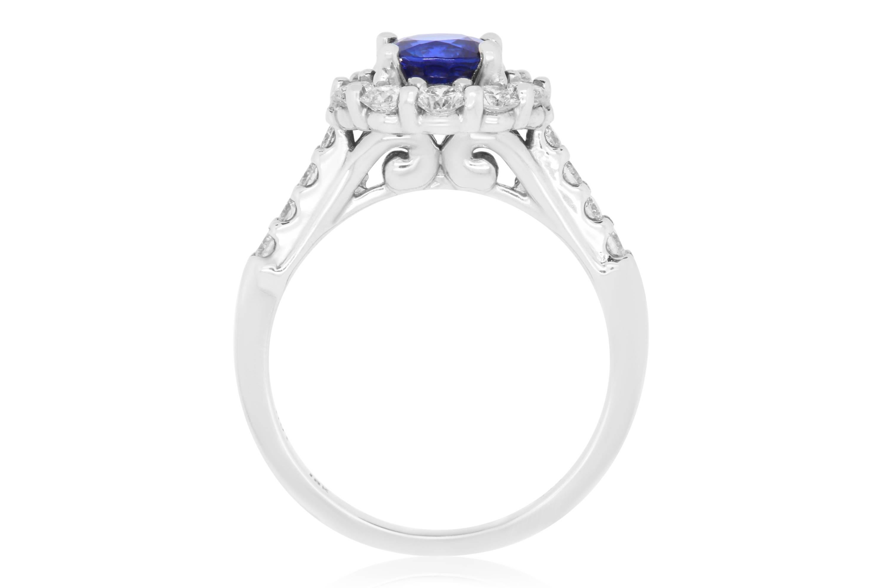 Contemporary 1.08 Carat Blue Sapphire and 0.85 Carat White Diamond Ring