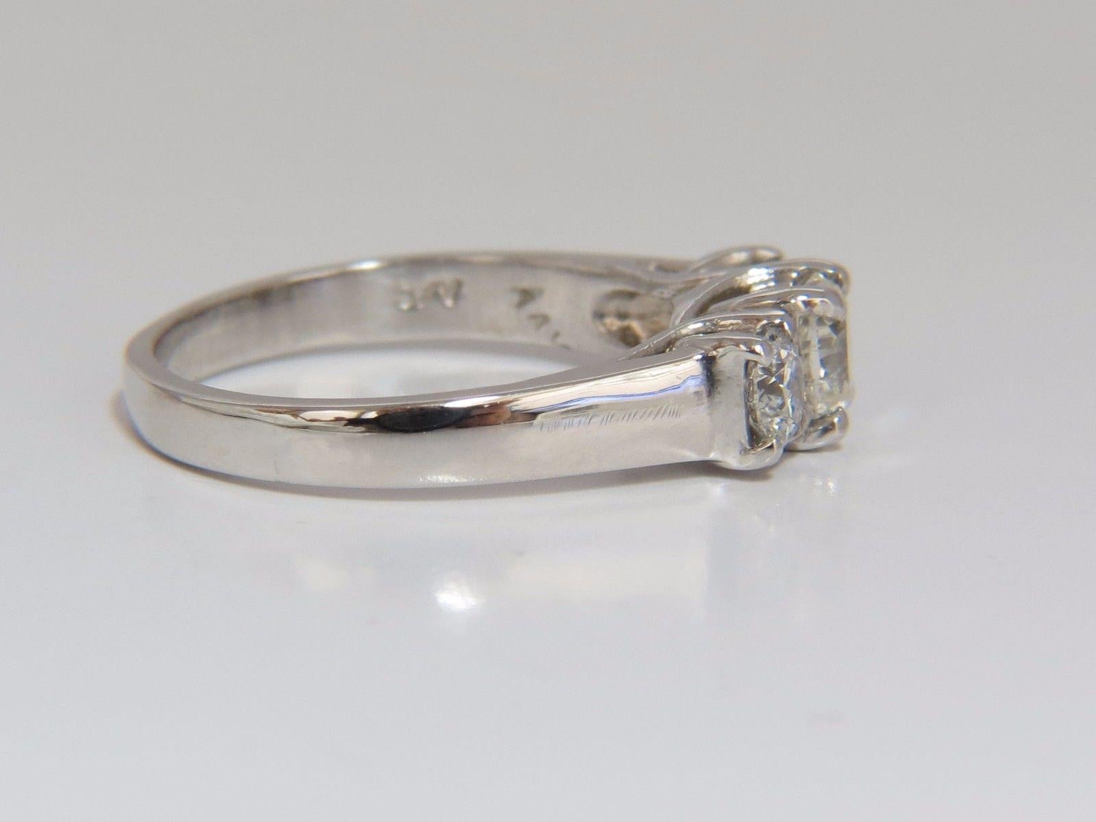 1.08 Carat Classic Three Natural Cushion and Rounds Diamond Ring 14 Karat In New Condition For Sale In New York, NY