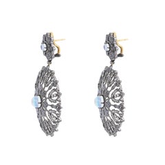 10.8 Carat Diamond and Moon Stone Cocktail Earrings