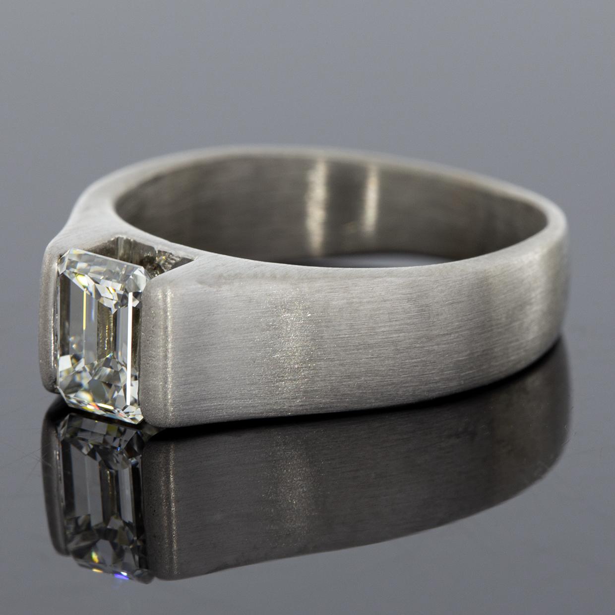 Emerald Cut 1.08 Carat Emerald Diamond Solitaire Engagement Ring