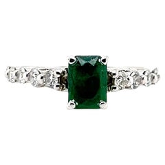 1.08 Carat Emerald & Diamond White Gold Ring