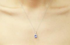 1.08 Carat Genuine Tanzanite and Diamond 14 Karat White Gold Pendant