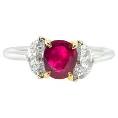 1.08 Karat GIA-zertifiziert Burma No Heat Pigeon's Blood Red Rubin und Diamant-Ring