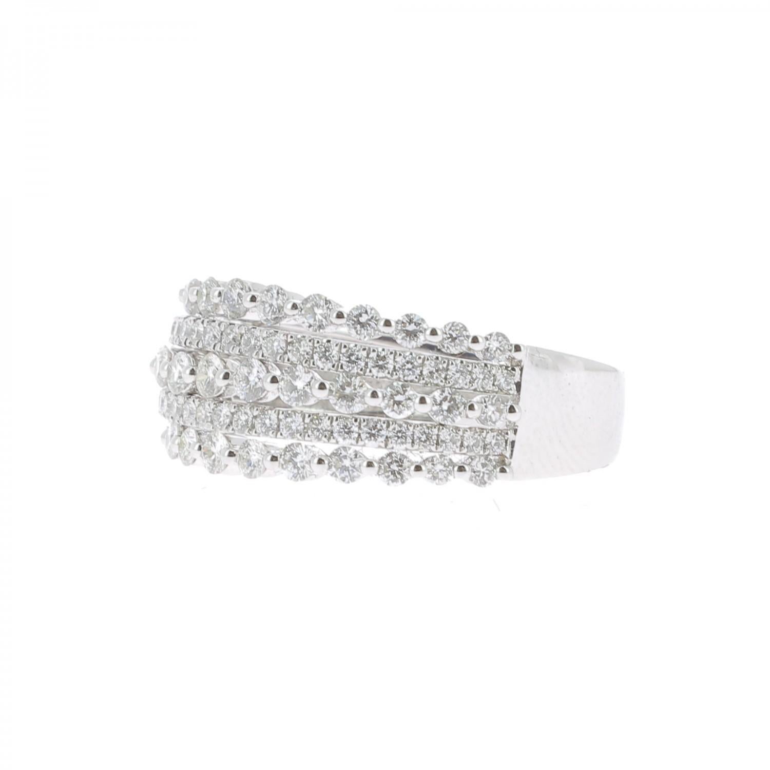 1.08 Carat GVS Round Baguette Diamond Cocktail Ring 18 Karat White Gold In New Condition For Sale In Istanbul, TR