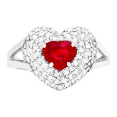 1.08 Carat Heart Ruby and Diamond Ring