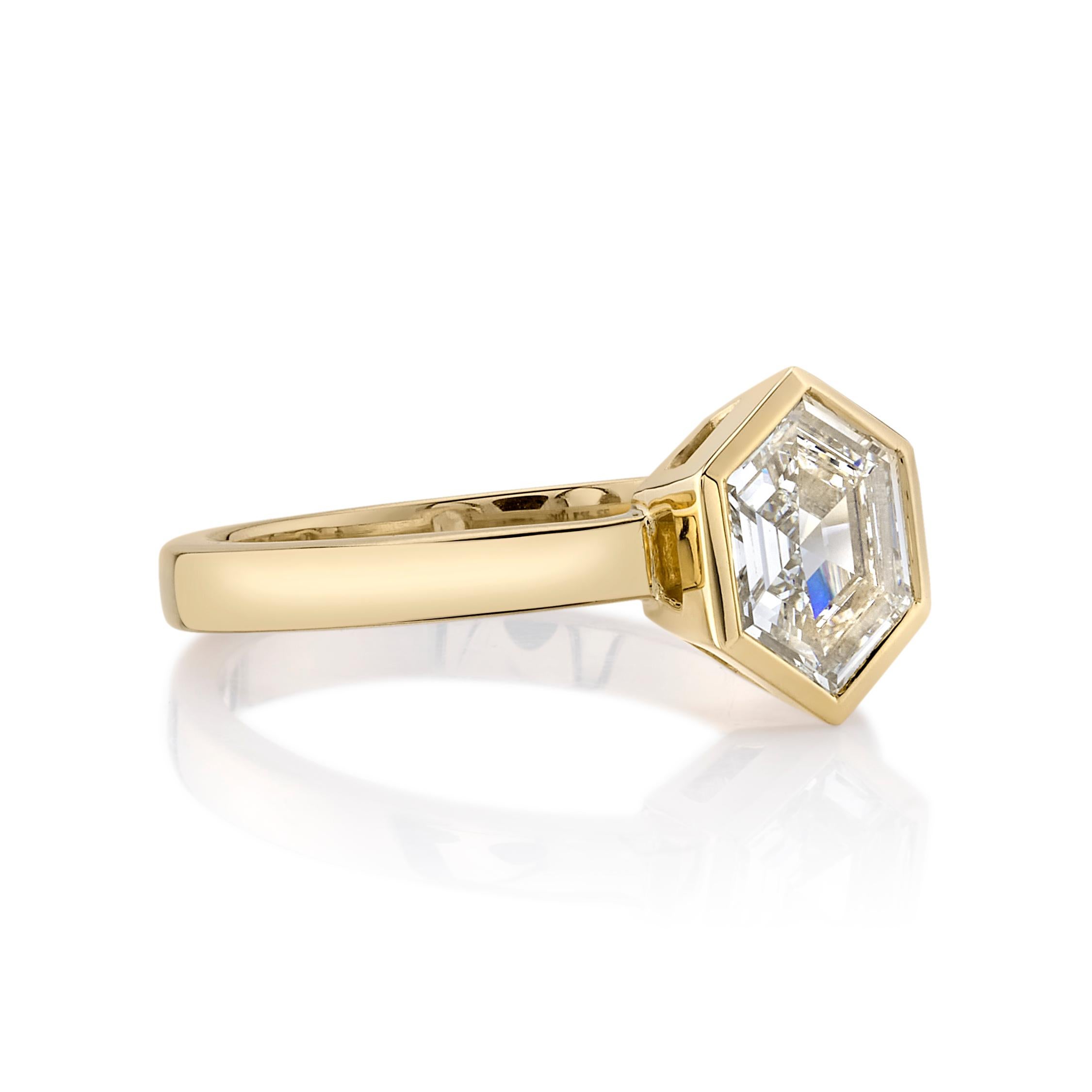 1.08ctw L/SI1 GIA certified Hexagonal Step cut diamond set in a handcrafted 18K yellow gold mounting.

Ring is currently a size 6 and can be sized to fit.

Our jewelry is made locally in Los Angeles and most pieces are made to order. For these
