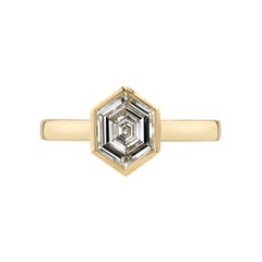 Handcrafted Wyler Hexagonal Step Cut Diamond Ring by Single Stone