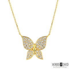 Collar Mariposa Diamante Natural 1,08 Quilates Oro Blanco 14 Kilates G SI