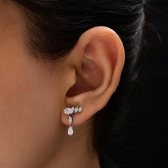 1.08 Carat Natural Diamond Drop Earrings 14 Karat White Gold Fine Jewelry