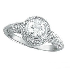 1.08 Carat Natural Diamond Engagement Ring G SI 14K White Gold