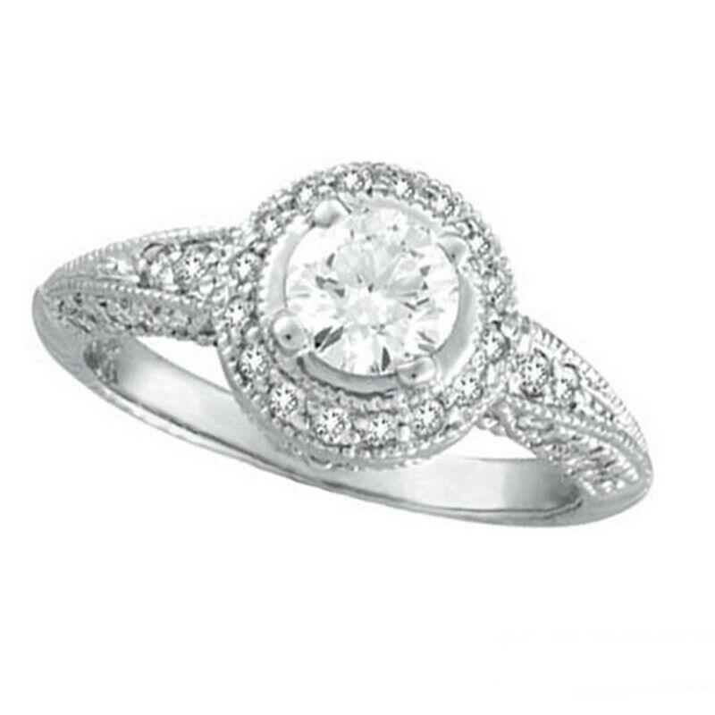 For Sale:  1.08 Carat Natural Diamond Engagement Ring G SI 14K White Gold 4