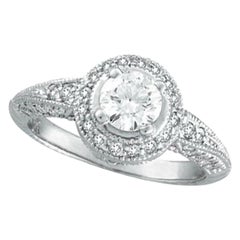 1.08 Carat Natural Diamond Engagement Ring G SI 14K White Gold