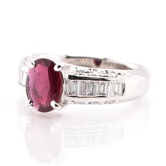 Vintage 1.08 Carat Natural Ruby and Diamond Ring Set in Platinum