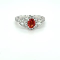 1.08 Carat Orange Sapphire Diamond Platinum Ring