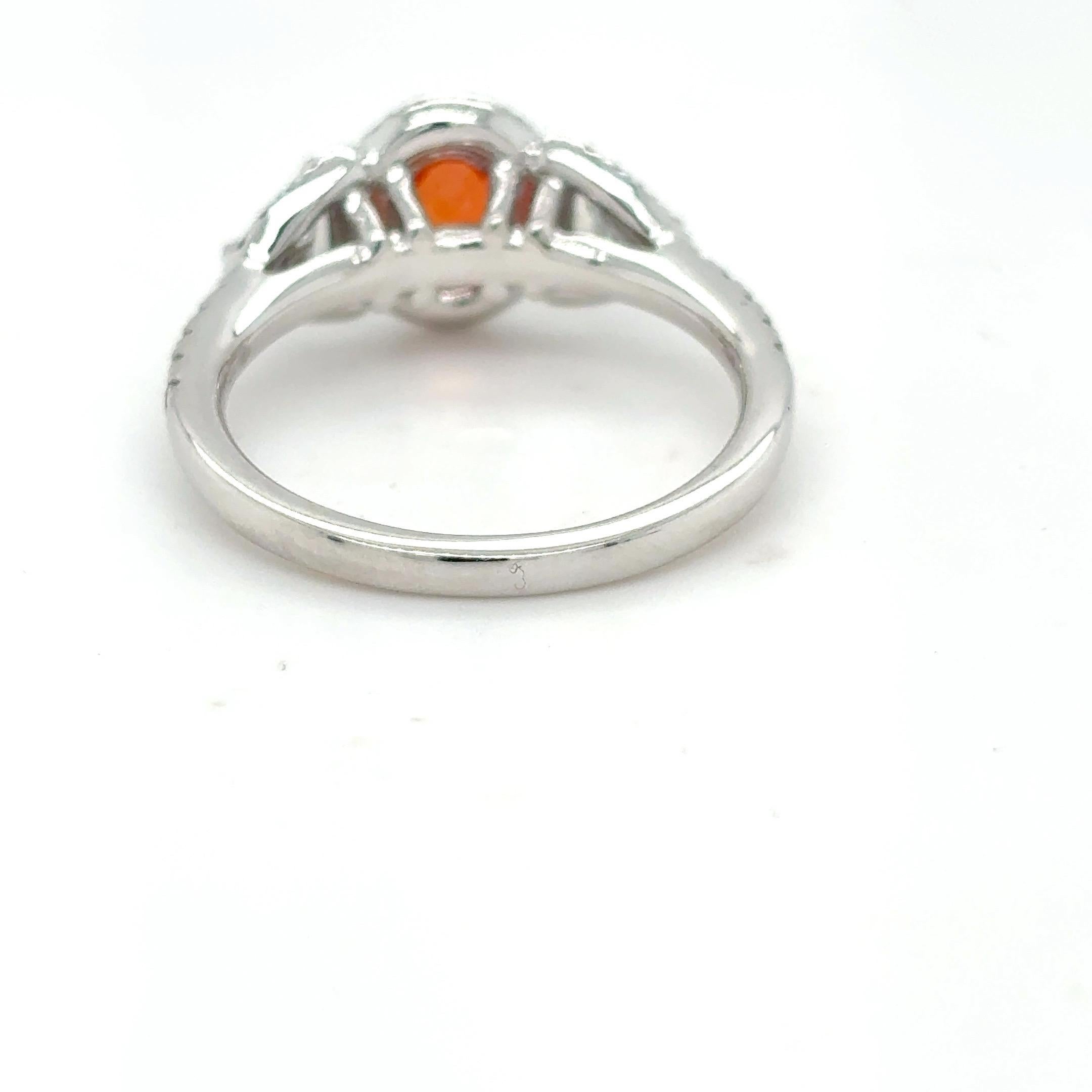 1.08 Carat Padparadscha Sapphire Diamond Platinum Ring For Sale 14