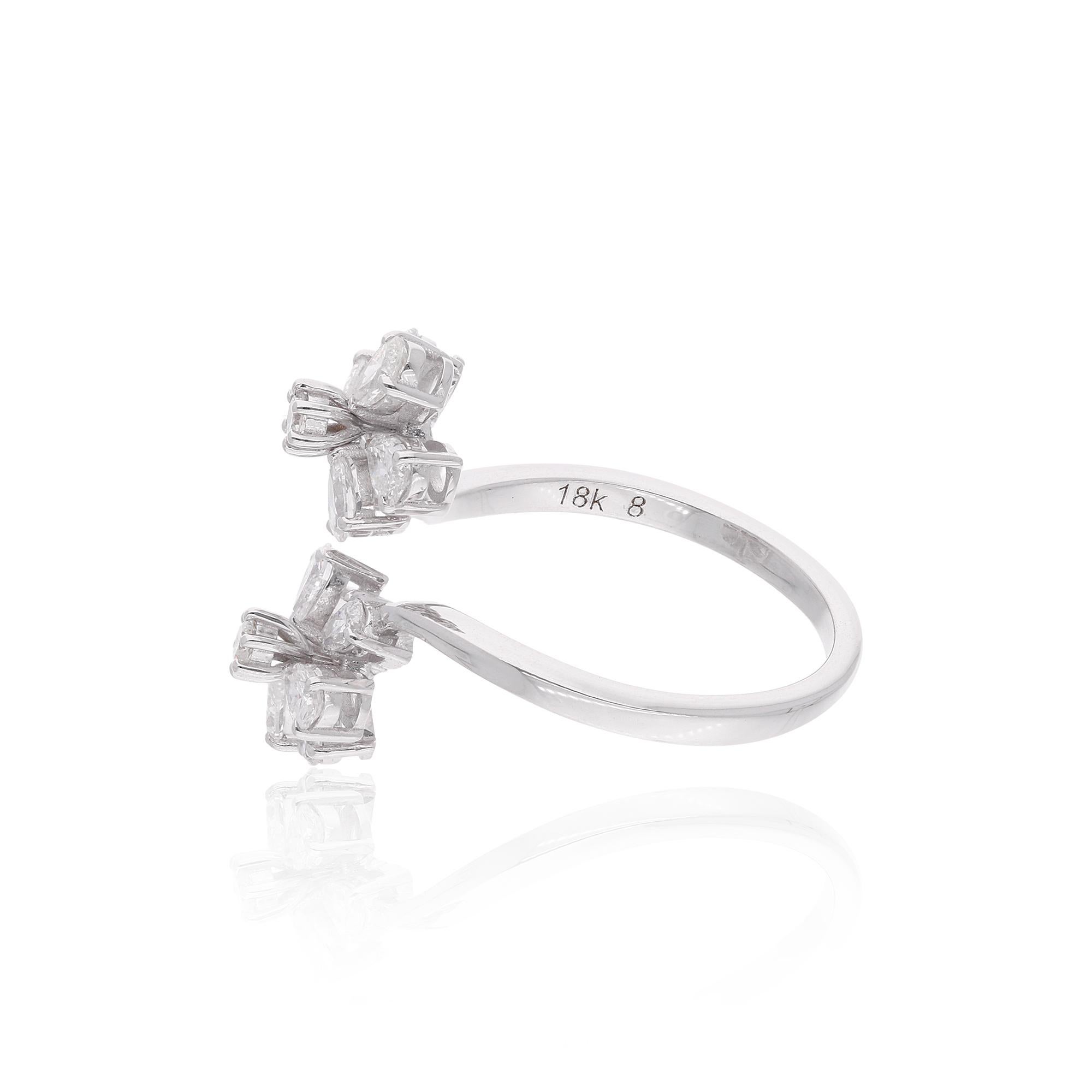 in vendita:  Anello con fiore di diamante a pera da 1,08 carati, in oro bianco 14 carati, fatto a mano. 5