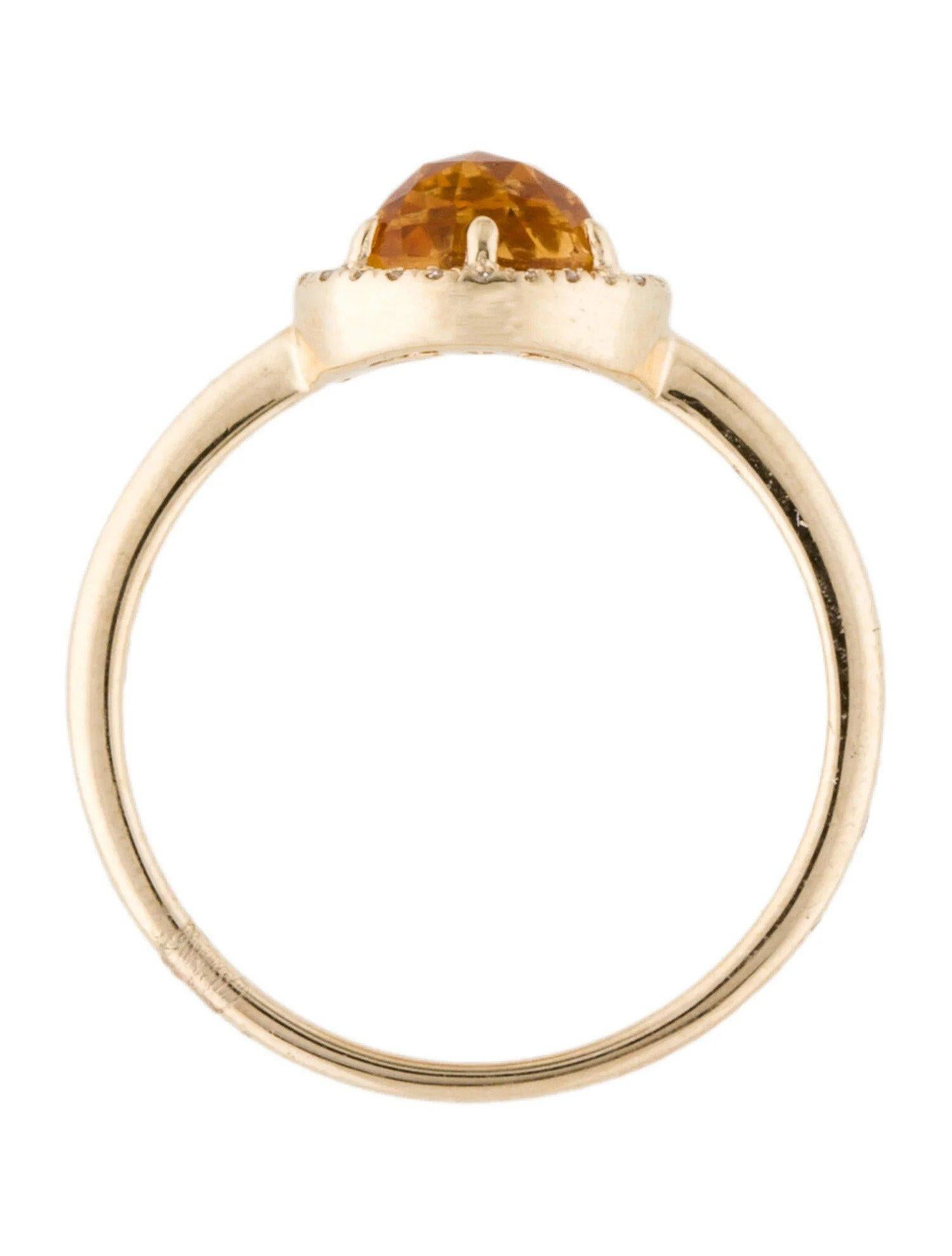 Women's 1.08 Carat Round Citrine & Diamond Yellow Gold Ring For Sale