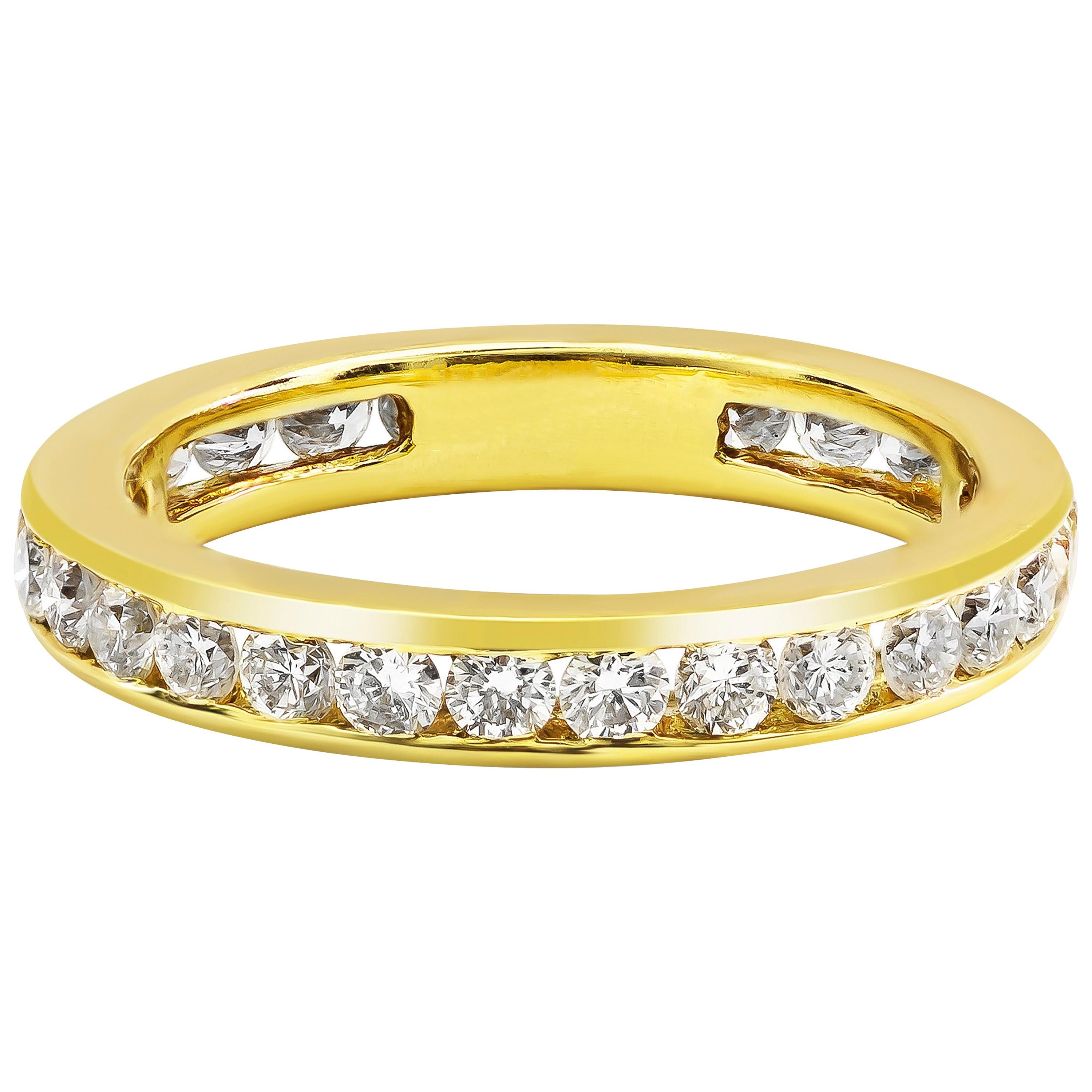 Roman Malakov 1.08 Carat Round Diamond Channel Set Eternity Wedding Band Ring For Sale