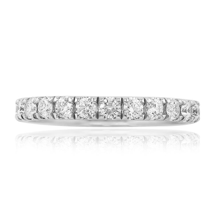 1.08 Carat Round Diamond Eternity Wedding Band IN 14K White Band For ...