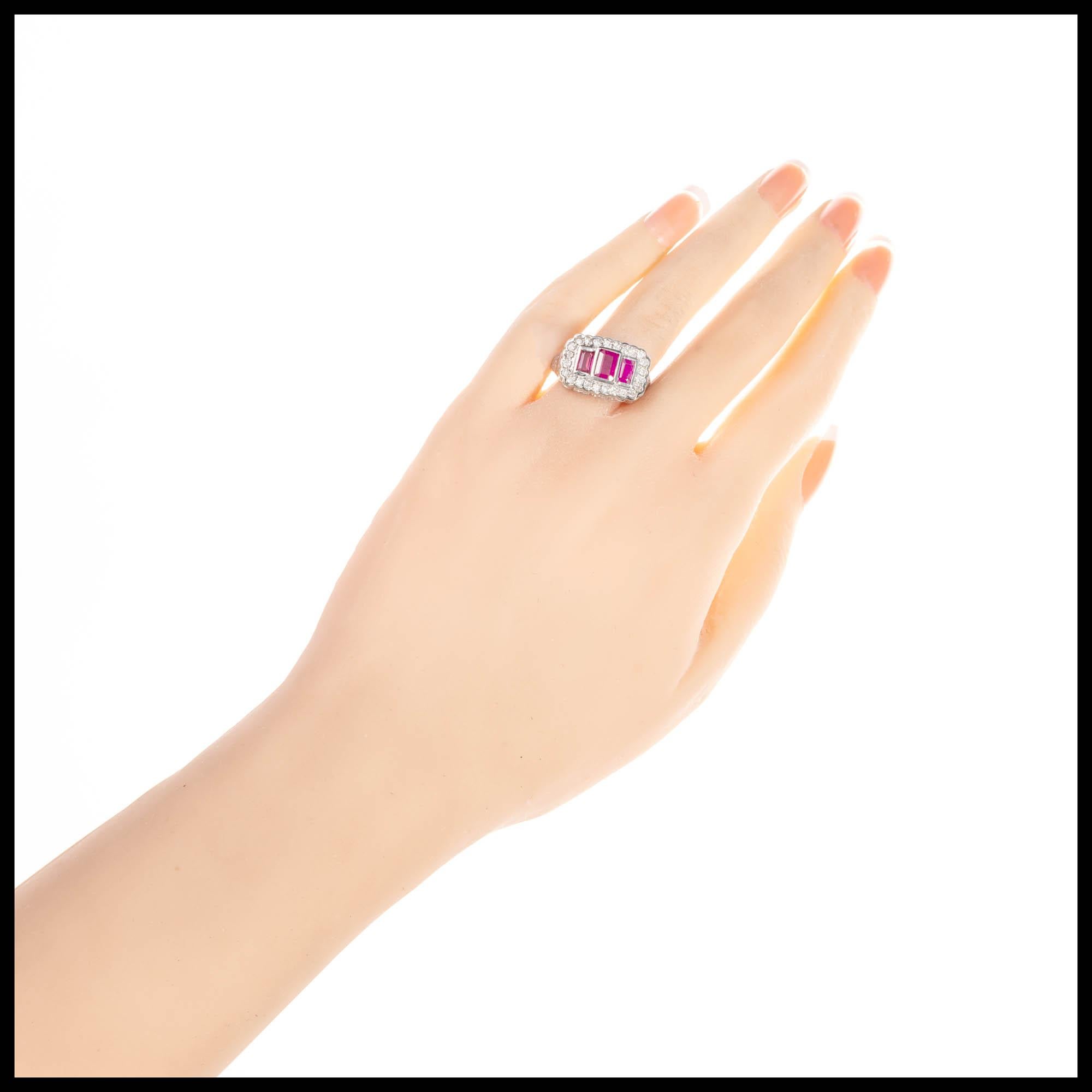 1.08 Carat Ruby Diamond White Gold Cocktail Ring In Good Condition In Stamford, CT