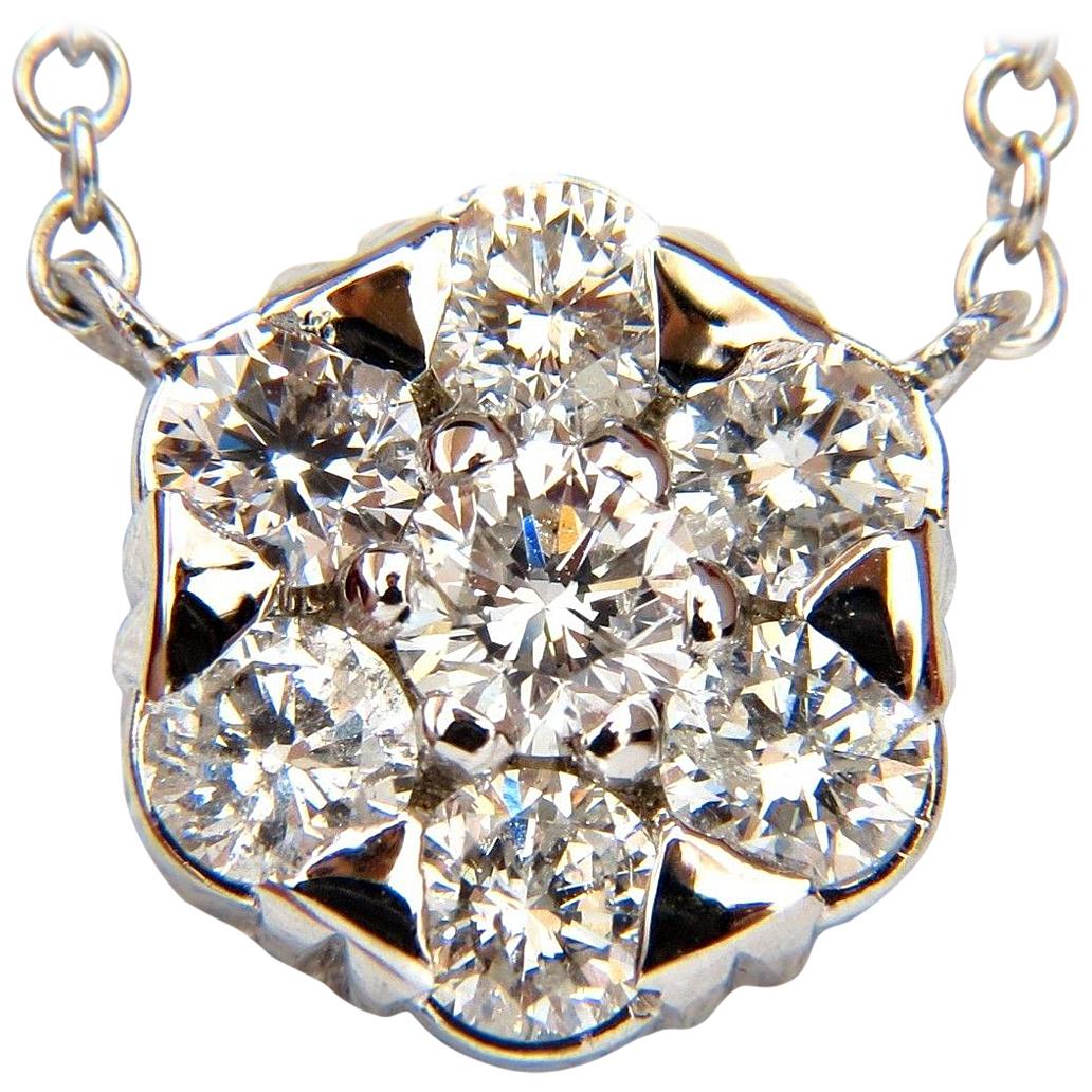 1.08 Carat Seven Diamonds Cluster Necklace H/VS 14 Karat