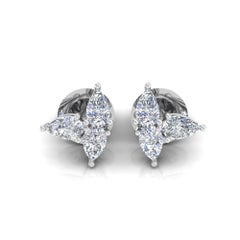 1.08 Carat SI Clarity HI Color Pear Shape Diamond Earrings 18 Karat White Gold