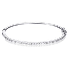 1.08 Carat 925 Sterling Silver Cubic Zirconia Freya Line Tennis Hinged Bangle