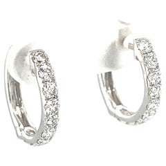 1.08 Carat Total Weight Natural Diamond Hinged Hoop Earrings in 18k White Gold
