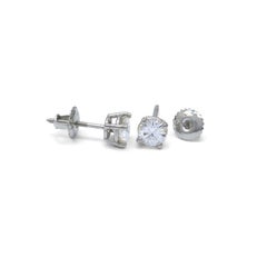 1.08 Carat White Gold Round Diamond Solitaire Earrings with Screw Backs