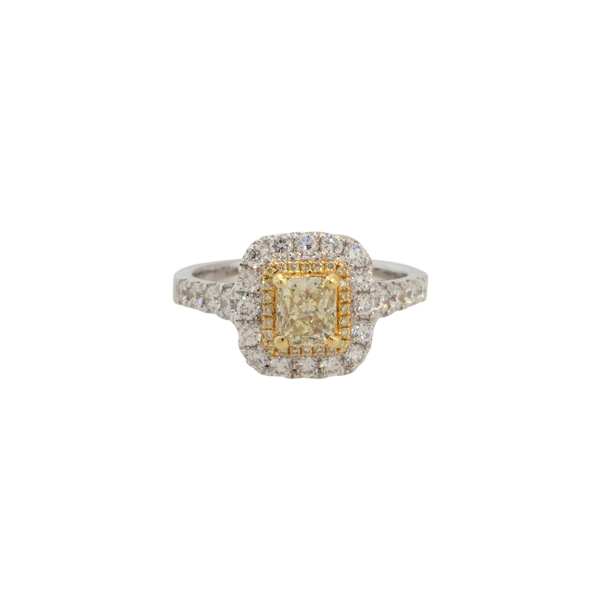 1.08 Carat Yellow Diamond Engagement Ring 18 Karat in Stock In Excellent Condition For Sale In Boca Raton, FL