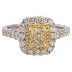 1.08 Quilates Anillo de Compromiso Diamante Amarillo 18 Quilates en Stock