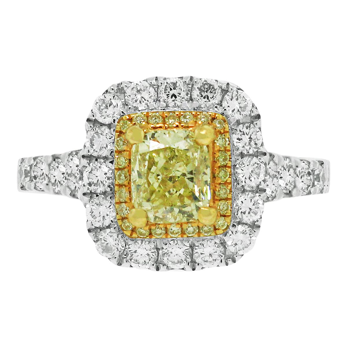 Bague de fiançailles avec diamant jaune de 1,08 carat
