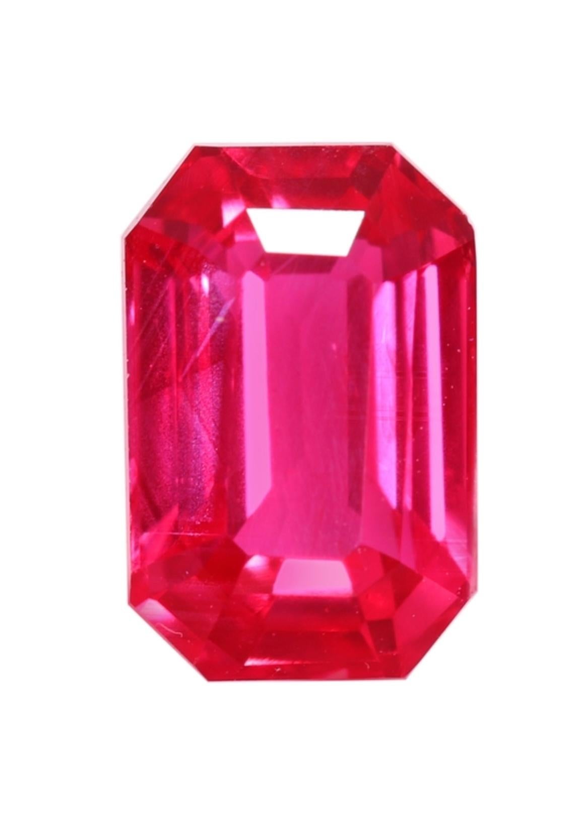 1.08 Carats Emerald Cut Unheated Mozambique Ruby Ring In New Condition For Sale In Hong Kong, HK