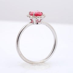 Natural Neon Spinel Gemstone 1.08 carats in 14K White Gold Ring with Diamonds