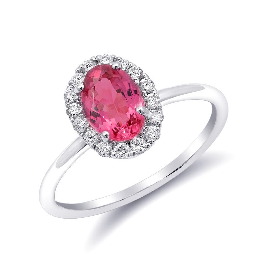  1.08 Carats Neon Tanzanian Spinel Diamonds set in 14K White Gold Ring In New Condition For Sale In Los Angeles, CA