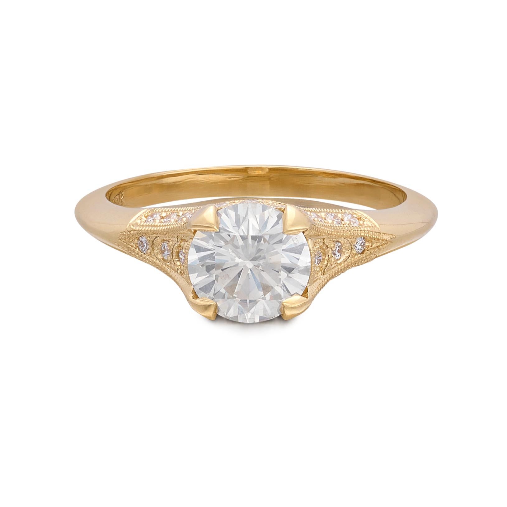 1.08-Ct. Diamond & Yellow Gold Engagement Ring For Sale 1