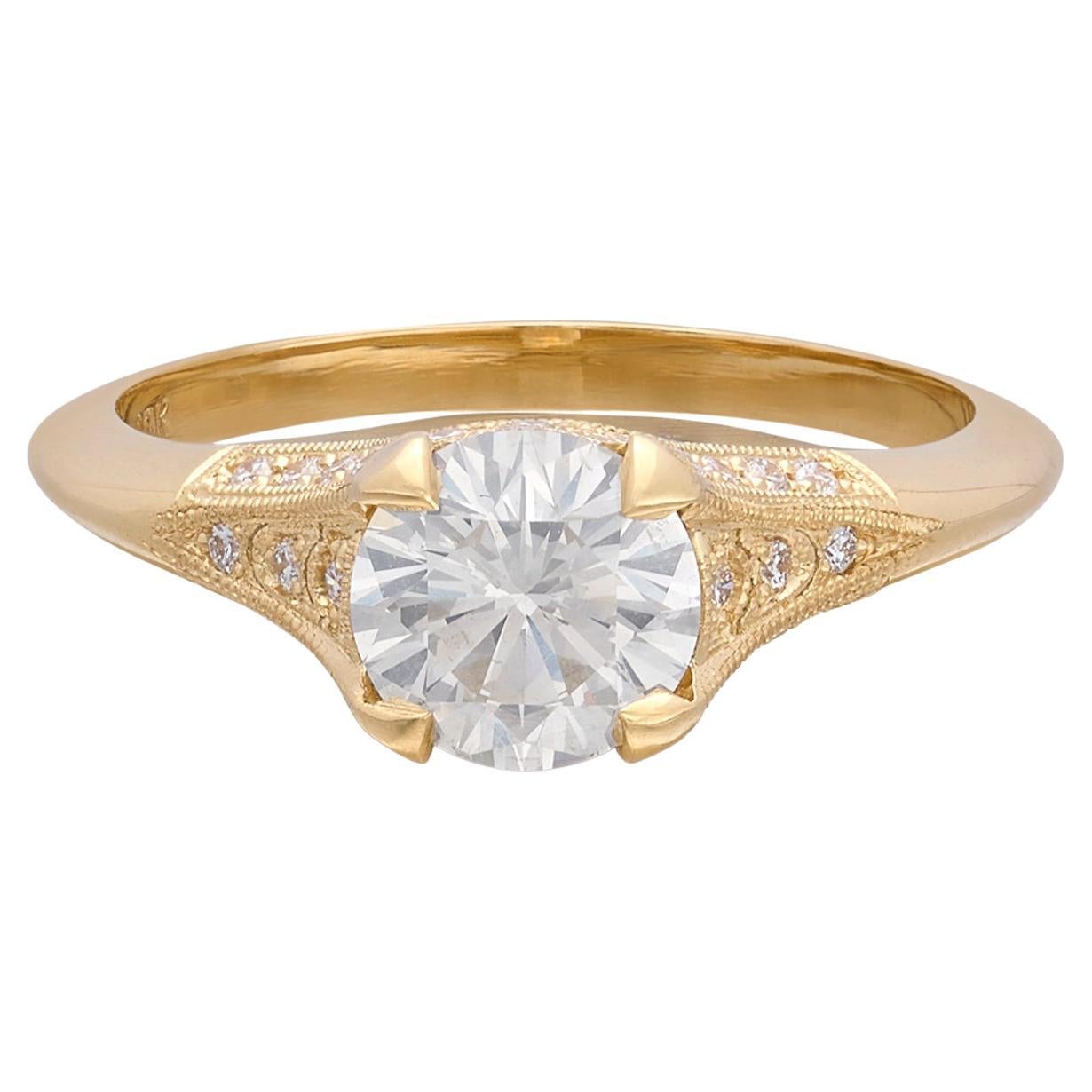 1.08-Ct. Diamond & Yellow Gold Engagement Ring For Sale