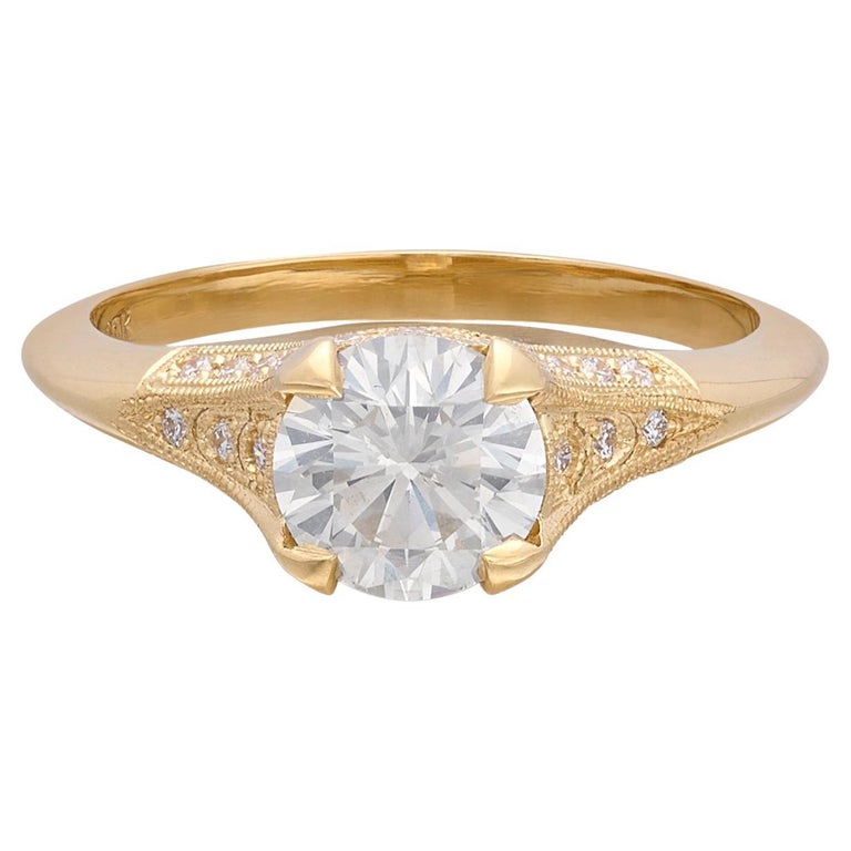 1.08-Ct. Diamond and Yellow Gold Engagement Ring For Sale at 1stDibs