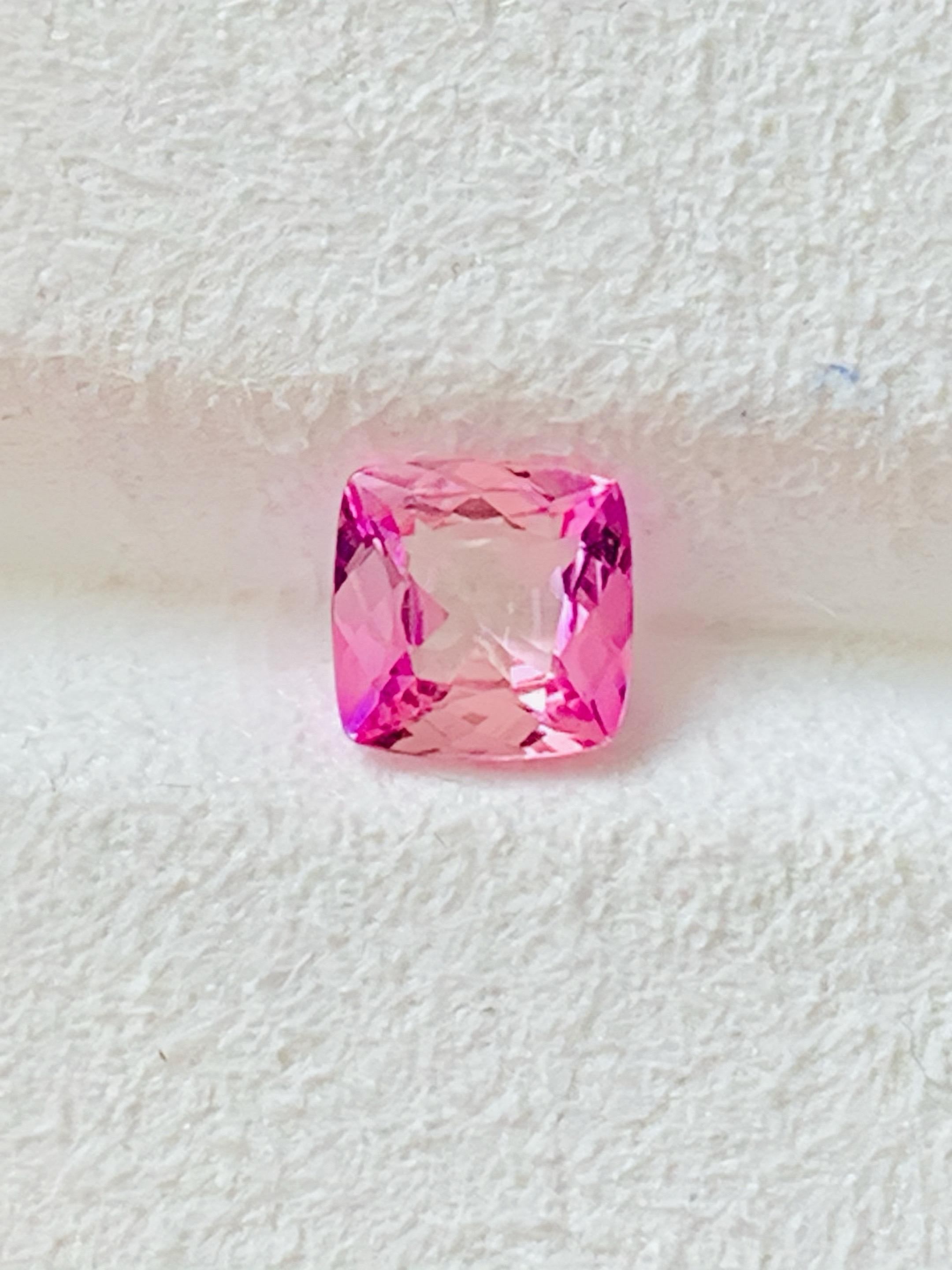 1.08 Ct GIA Certificate Natural Pink Tanzanite Unheated Zoisite Cushion shape For Sale 2