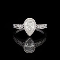 1.08 Carat Pear Shape Diamond Platinum Ring