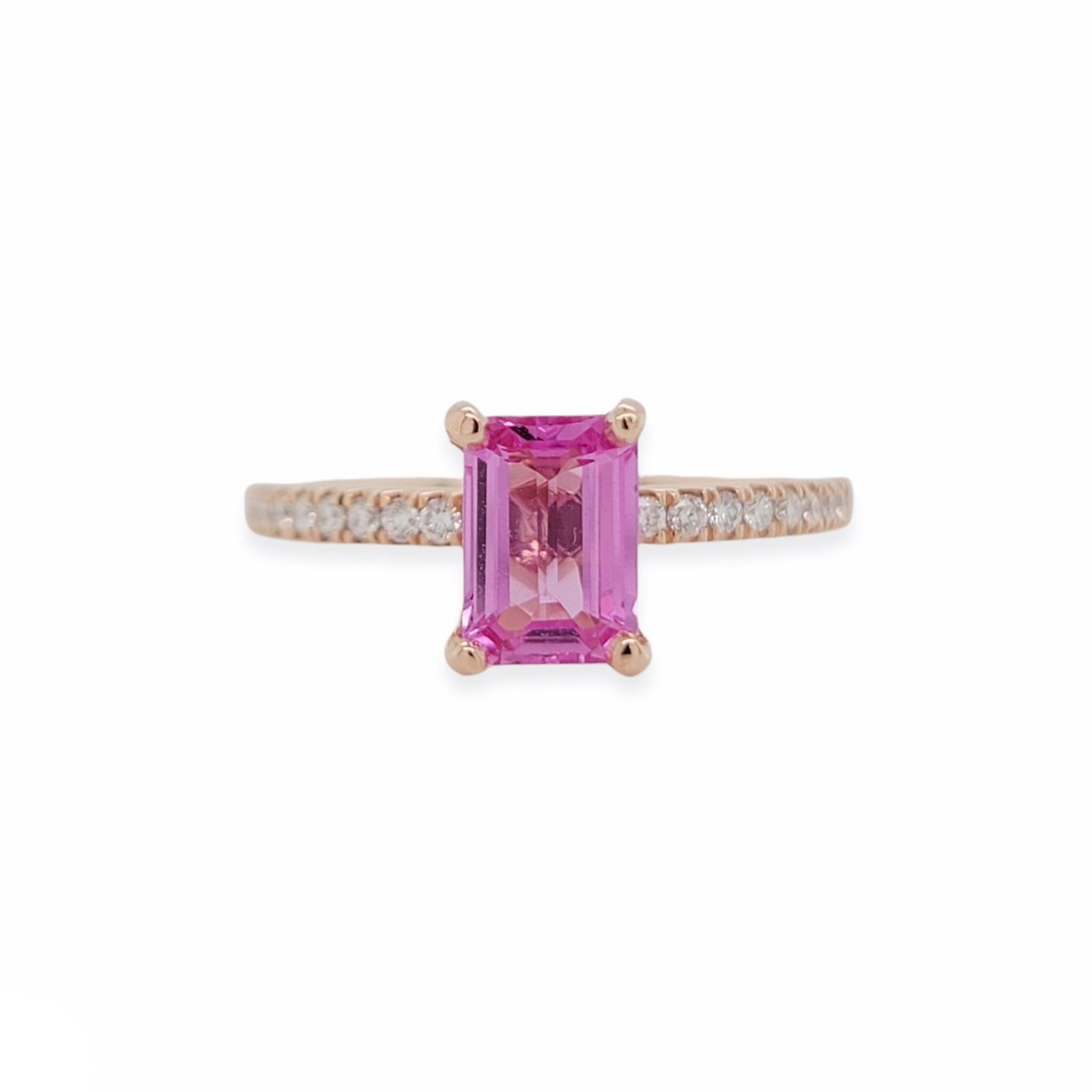100% Authentic, 100% Customer Satisfaction

Height: 8 mm

Width: 1.5 mm

Size: 6.5 ( Contact Us for Sizing)

Metal:14K Rose Gold

Hallmarks: 14K

Total Weight: 4.18 Grams

Stone Type: 1.08 CT Natural Pink Sapphire & 0.20 CT Diamonds

Condition: