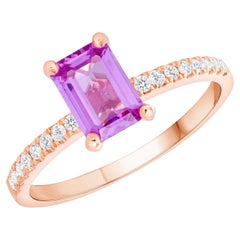1.08 CT Pink Sapphire & 0.20 CT Diamonds in 14K Rose Gold Engagement Ring