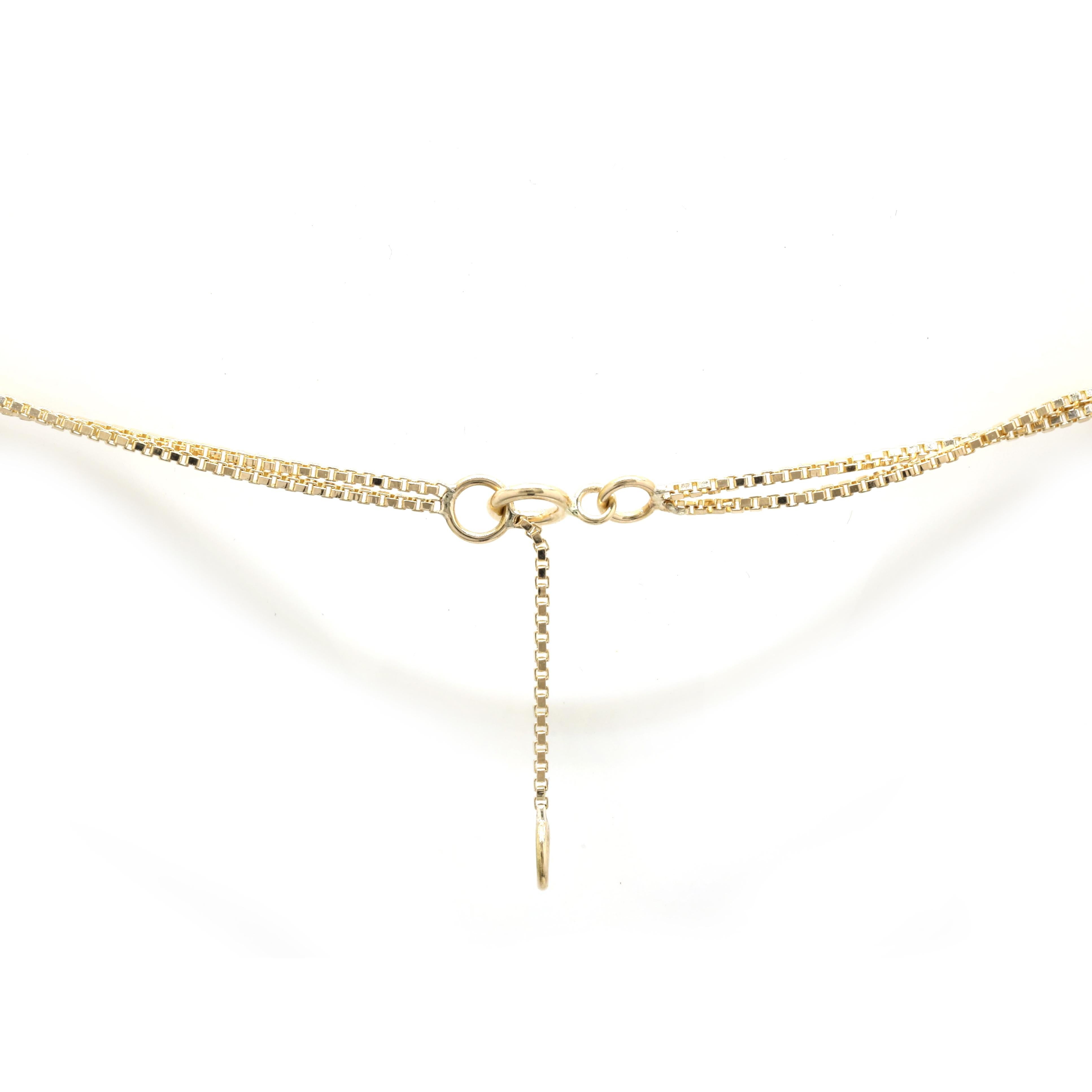 Modern Sapphire Two Strand Chain Necklace 18k Yellow Gold, Daughter Christmas Gift For Sale