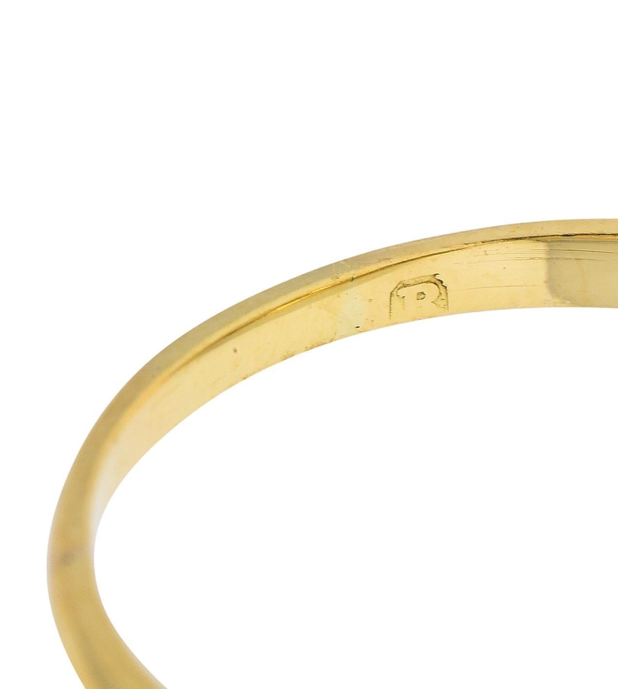 1.08 CTW Emerald Diamond 18 Karat Yellow Gold Vintage Bypass Ring For Sale 1