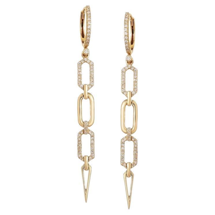 108 Diamond Mystic 14K Yellow Gold Diamond Drop Earrings For Sale